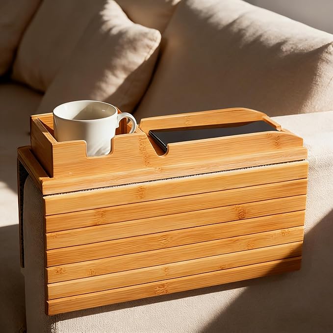 Wooden Bamboo Sofa Armrest Tray