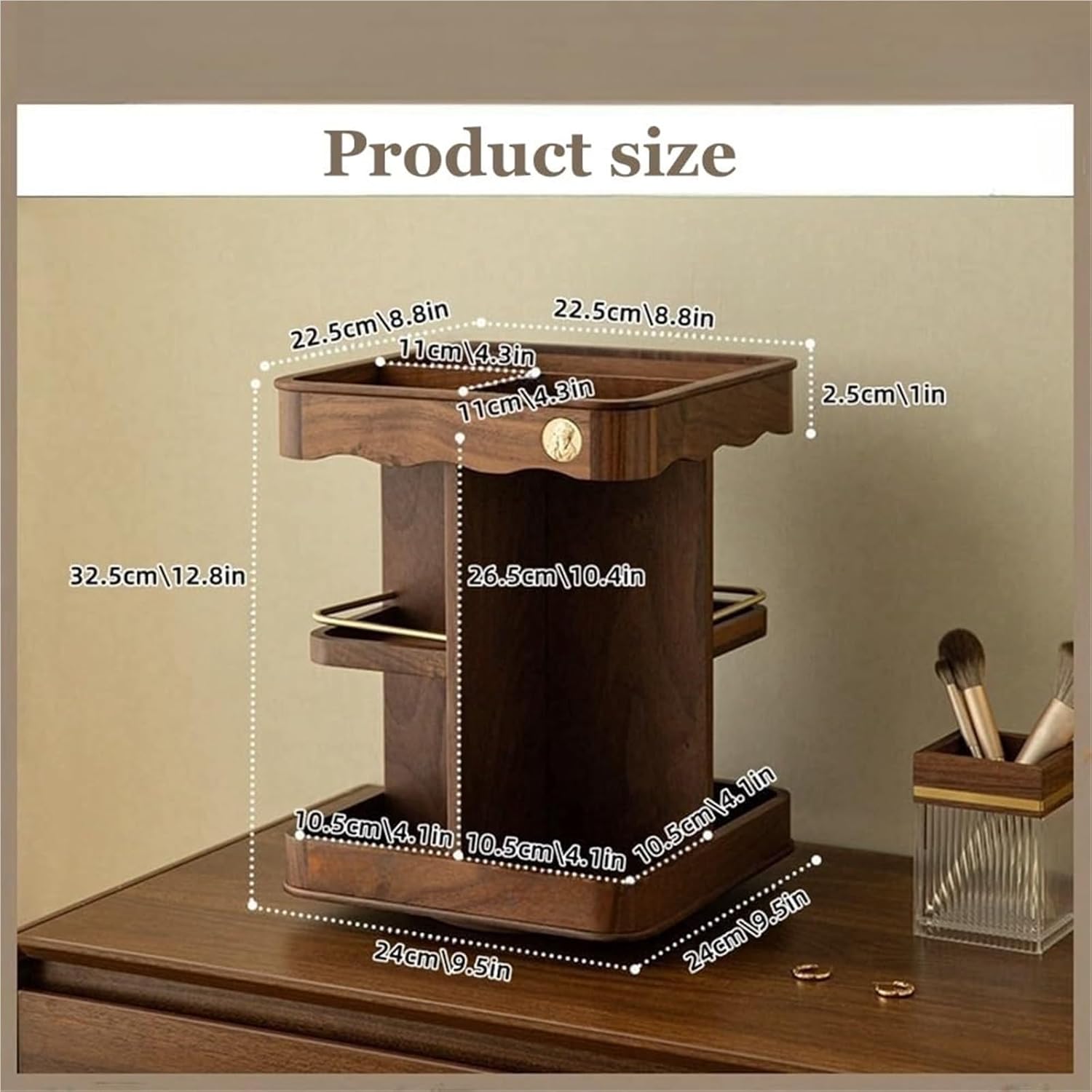 360° Rotating Wooden Makeup Organizer